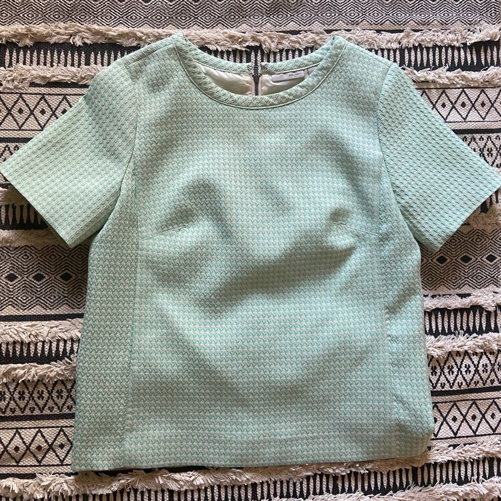 Pastel green houndstooth top